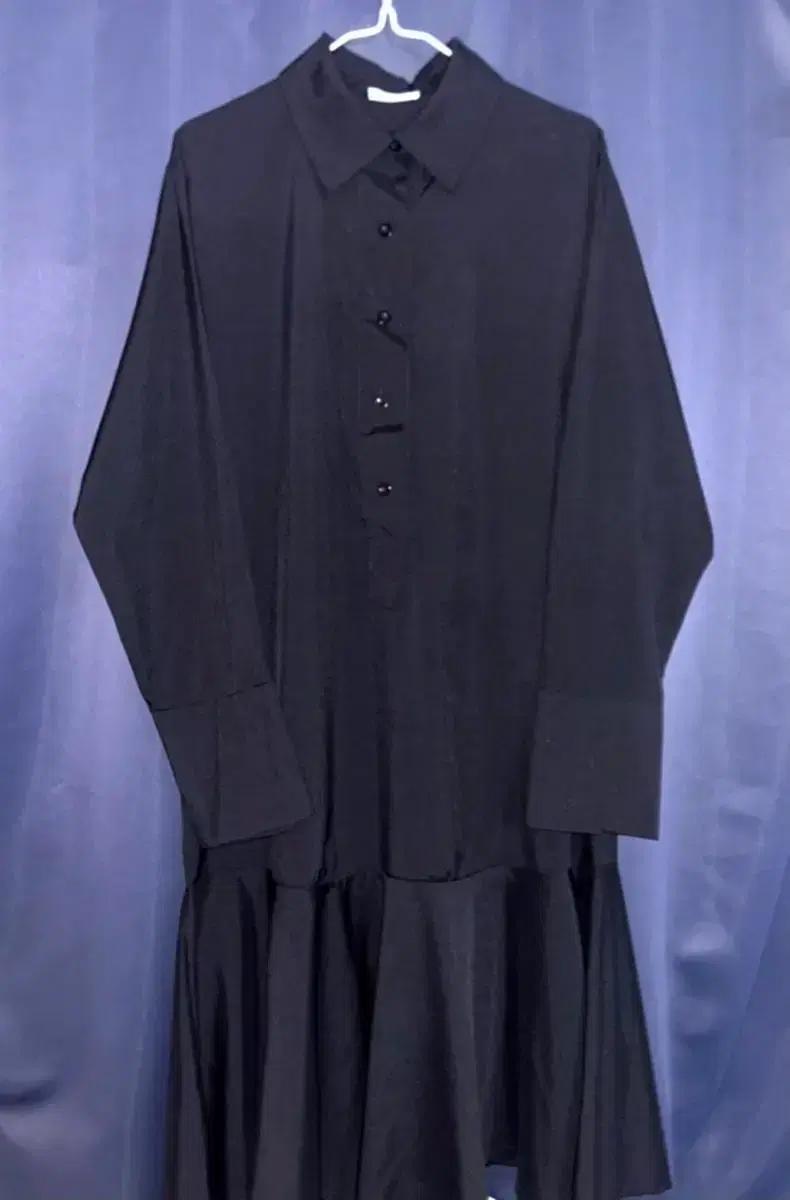 빈티지 블랙 다크 롱 셔츠 원피스