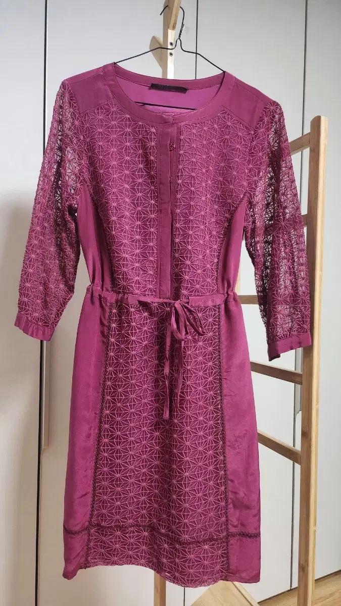 여성 수입 실크 혼방 레이스원피스 55