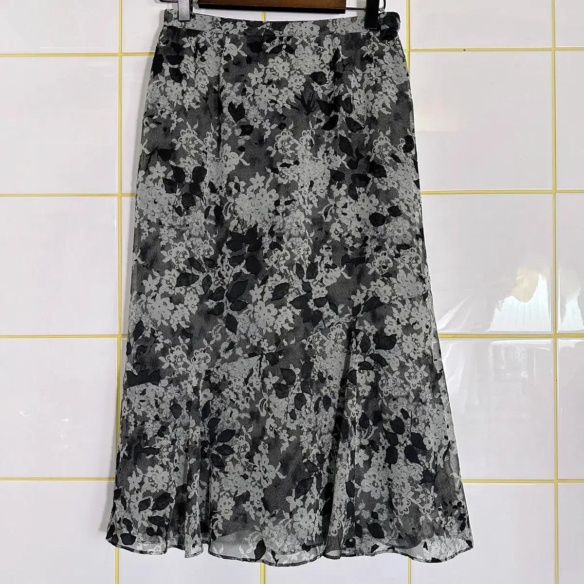 y2k쉬폰플라워꽃 A라인 러플 롱스커트치마 일본빈티지 모리걸하구미룩