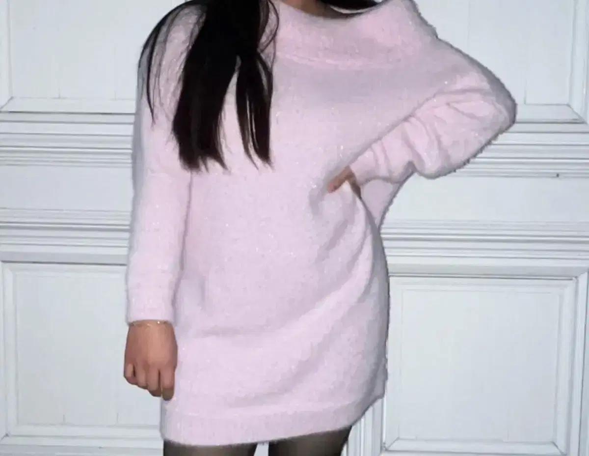 (70%)사이다cider 소프트니트 오프숄더원피스 핑크