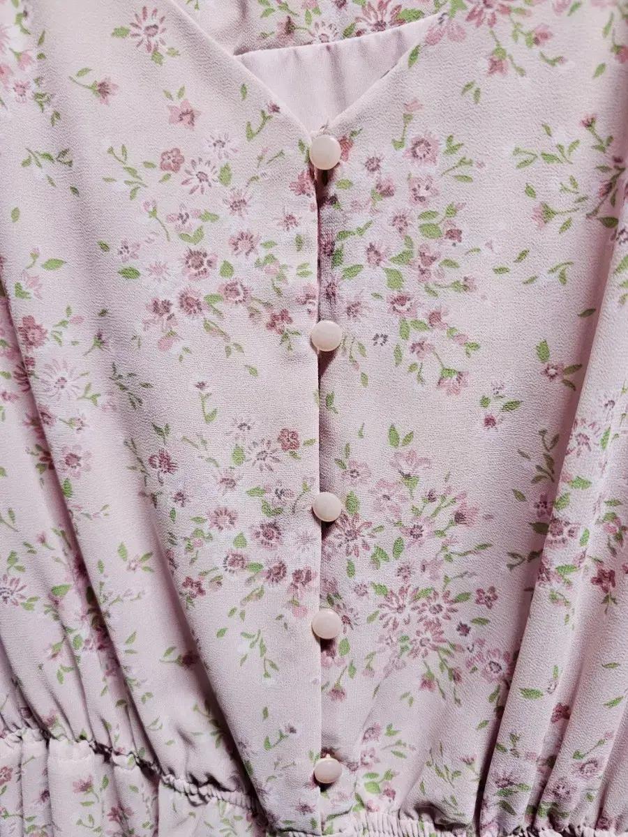 [교신가능]핑크 플라워 쉬폰 원피스 빈티지