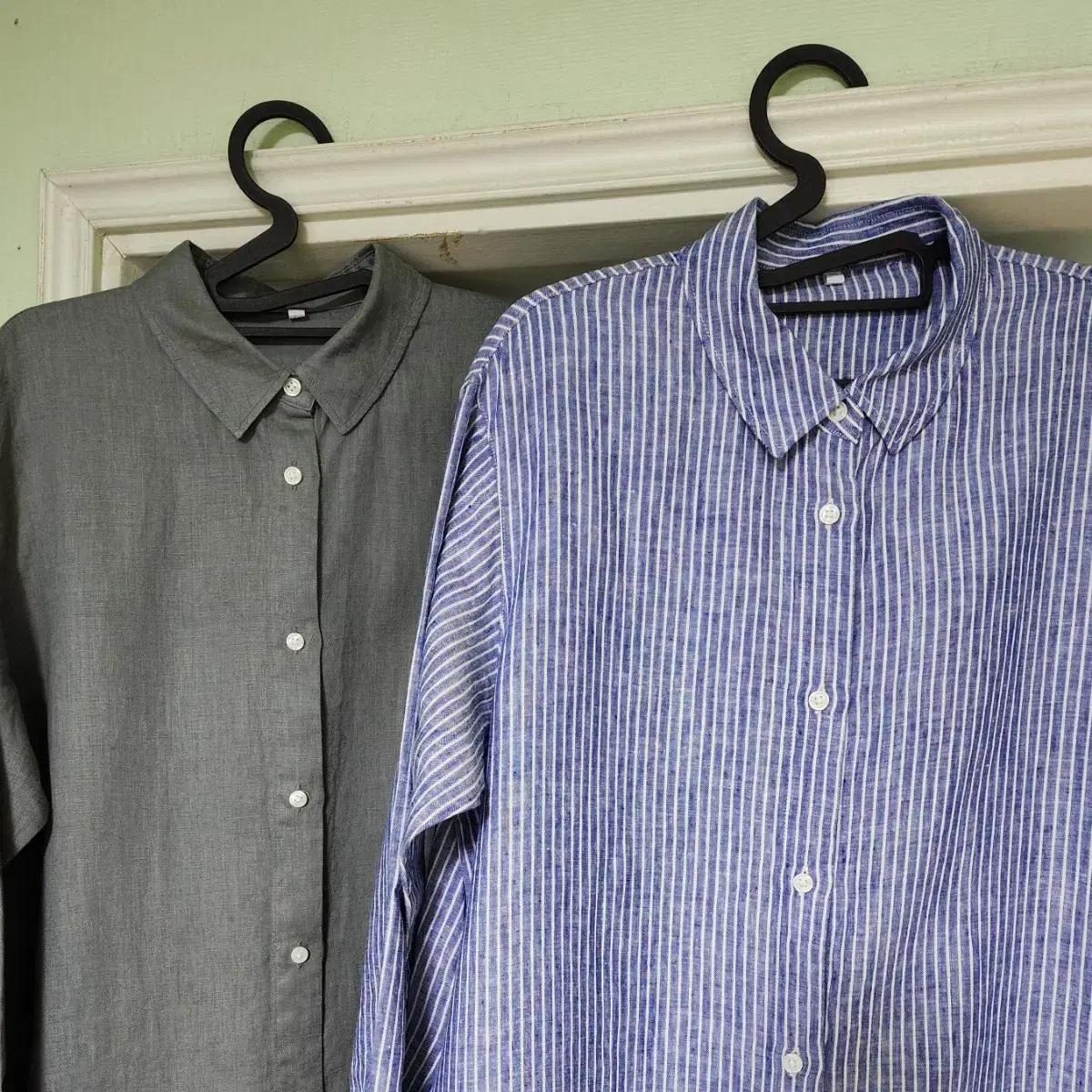 새상품* 무인양품 무지 스트라이프 셔츠 린넨 남방 롱셔츠 셔츠원피스