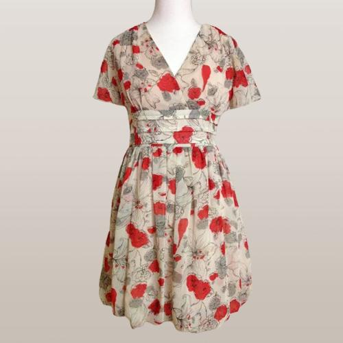 레드플라워 볼륨 미니 원피스 / 여성 44-55사이즈