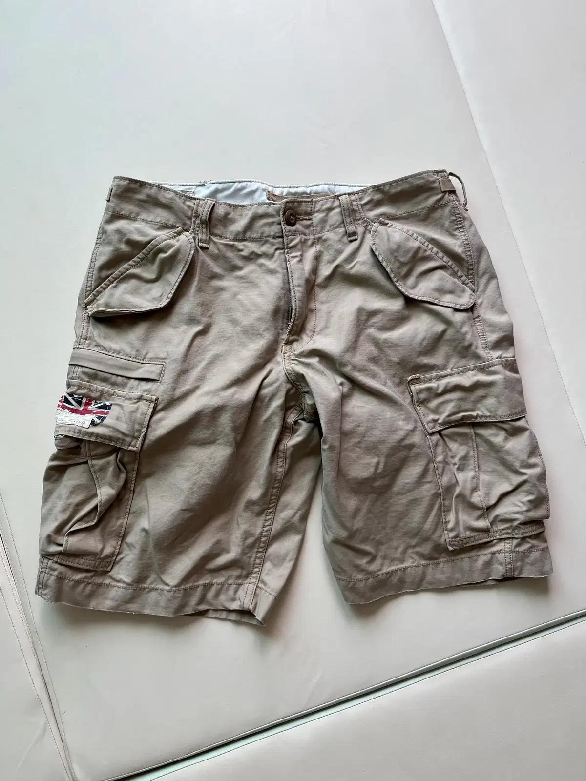 랄프로렌 데님 서플라이 카코 쇼츠 반바지 영국 국기 사이드 밀리터리
