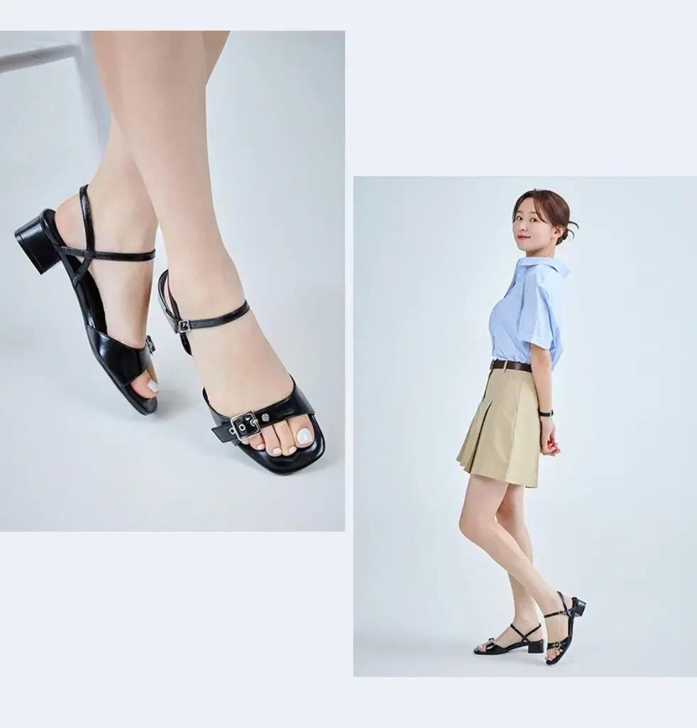 (새상품) 슈펜 쭈언니 스퀘어 버클 스트랩 샌들 3.0 블랙 250