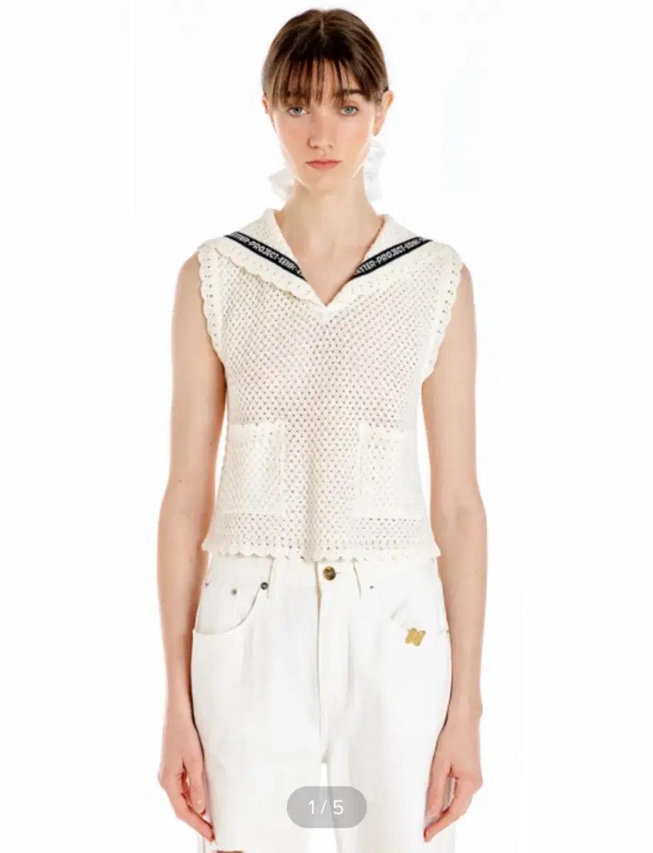 Eenk UTA lettering point knit vest 잉크 니트