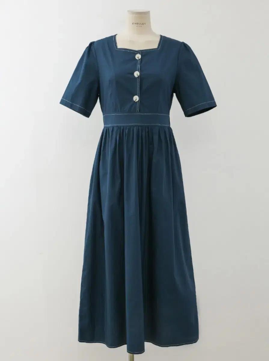 여름롱 코튼원피스 여성 휴가원피스 블루