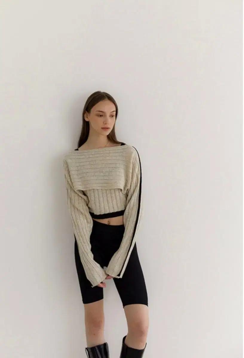 모센틱 lining sleeveless bolero set_natural
