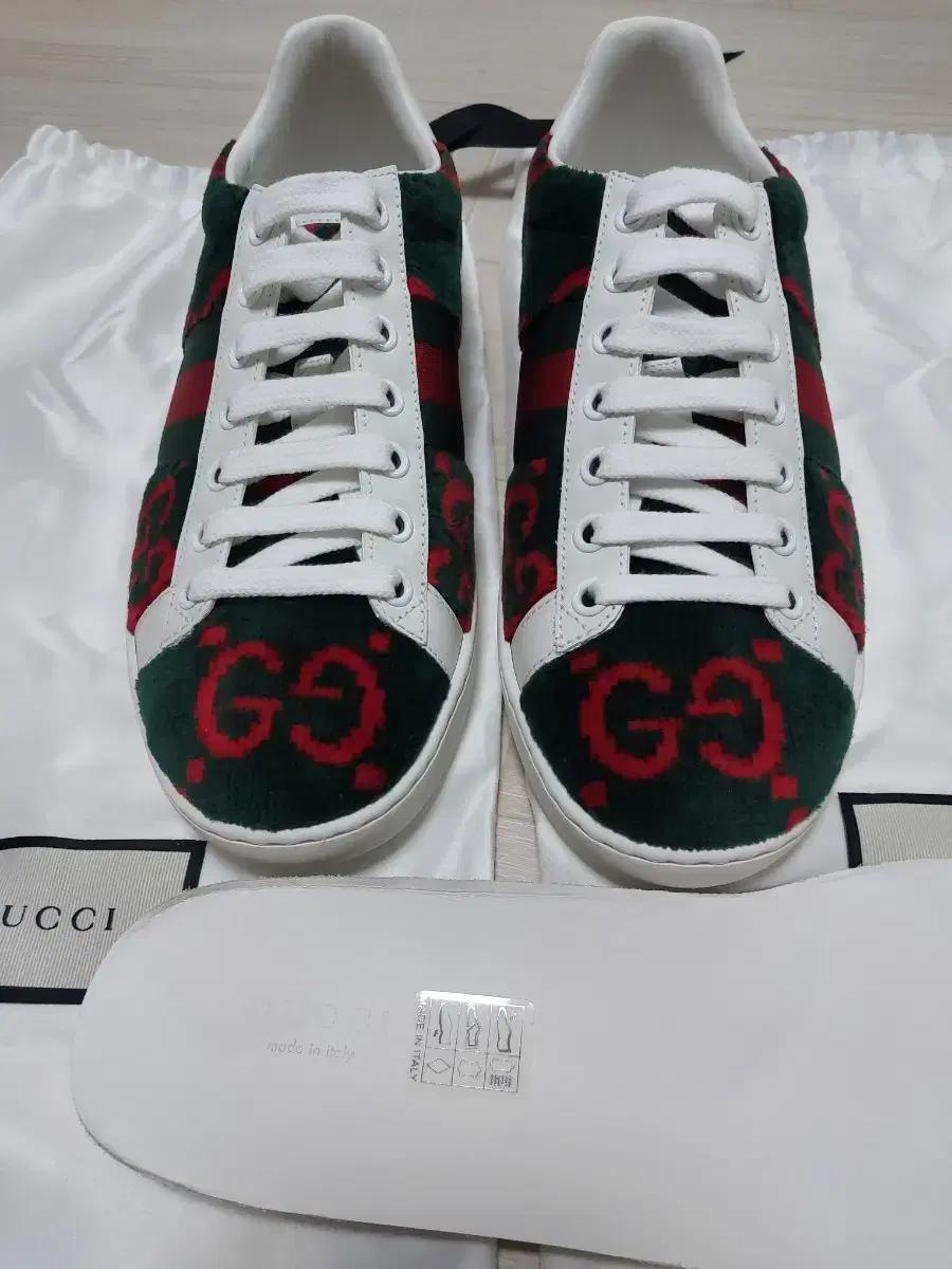 새상품 구찌 에이스 테리 코튼 그린&레드 여성 스니커즈 신발 431910