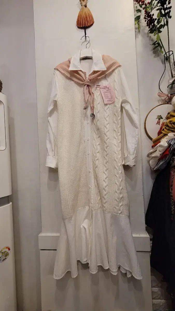 DEBB 뎁 케이블 니트 셔츠 원피스