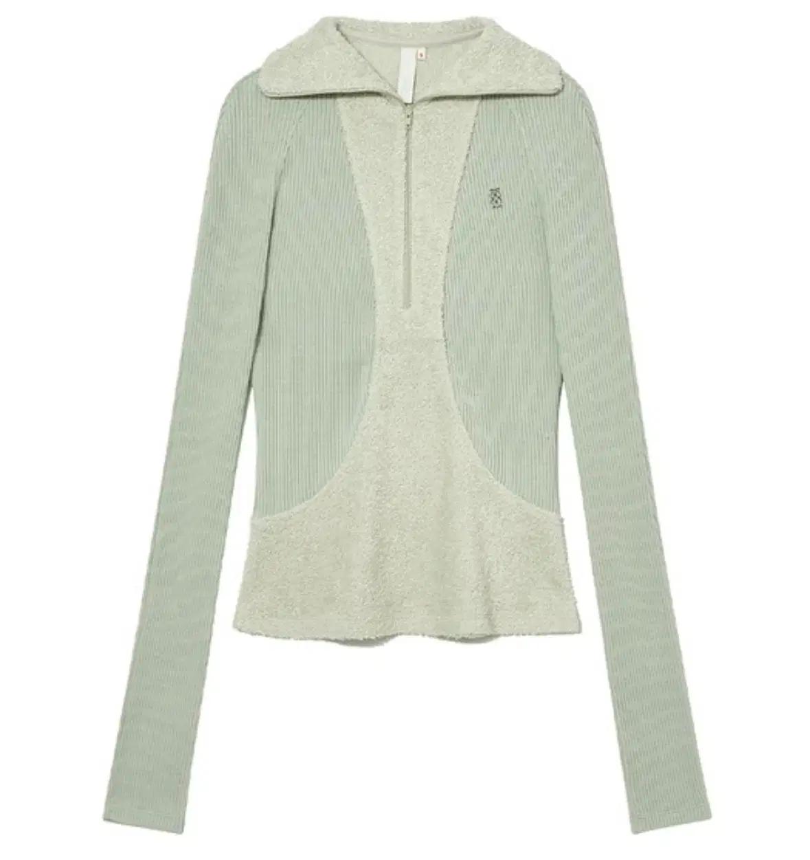 Kijun 기준 terry half zip-up top sage 집업