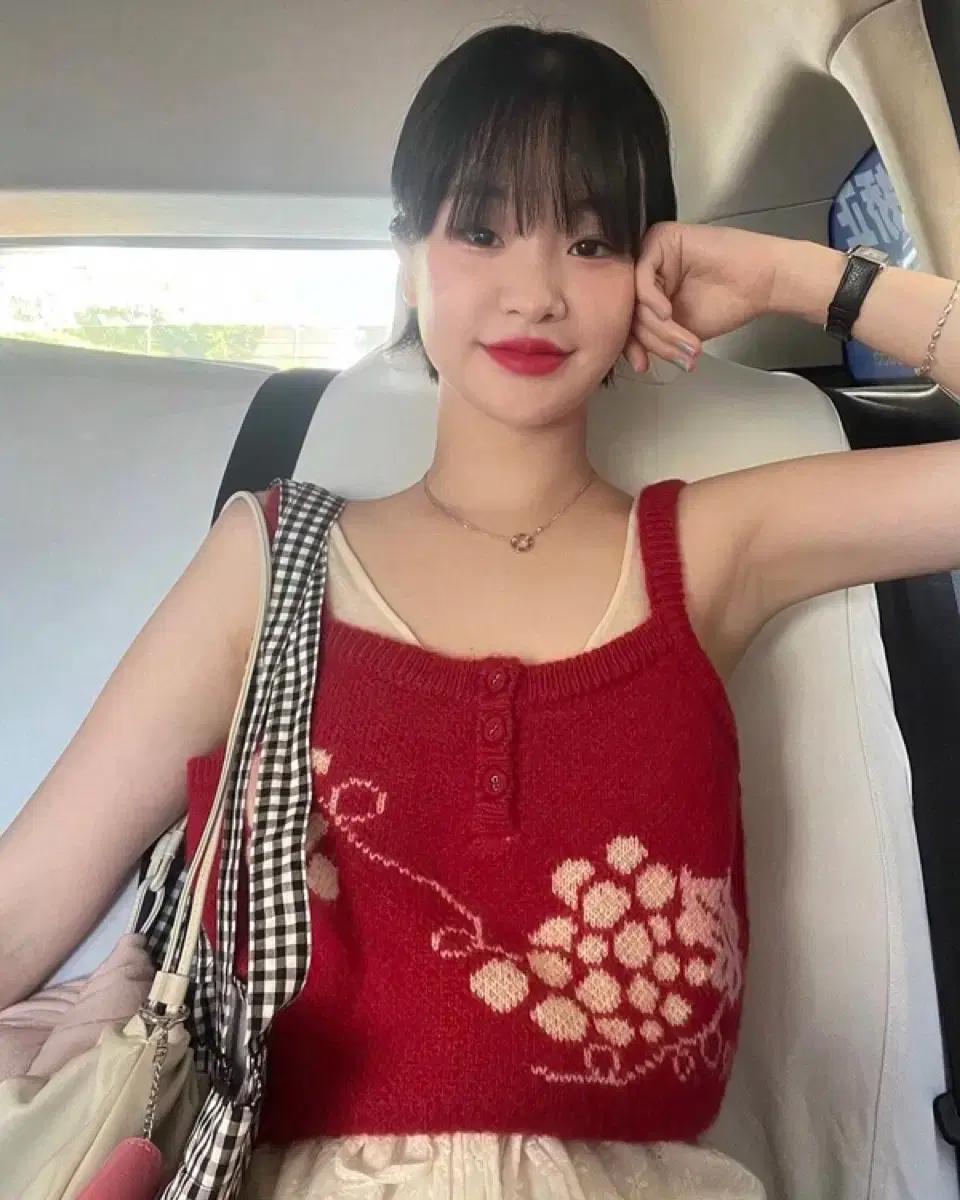 새상품)시눈 grape button bustier (red)