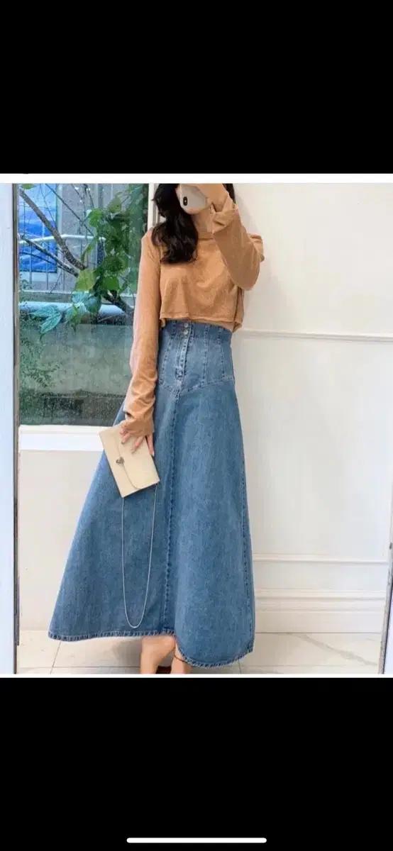 봄나무 롱 데님 스커트