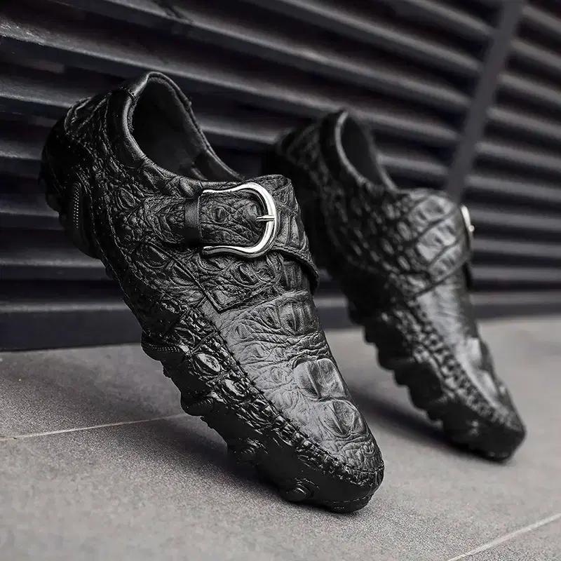 남자 악어 패턴 가죽 신발 편안한 구두 로퍼 스니커즈 단화 캐쥬얼화
