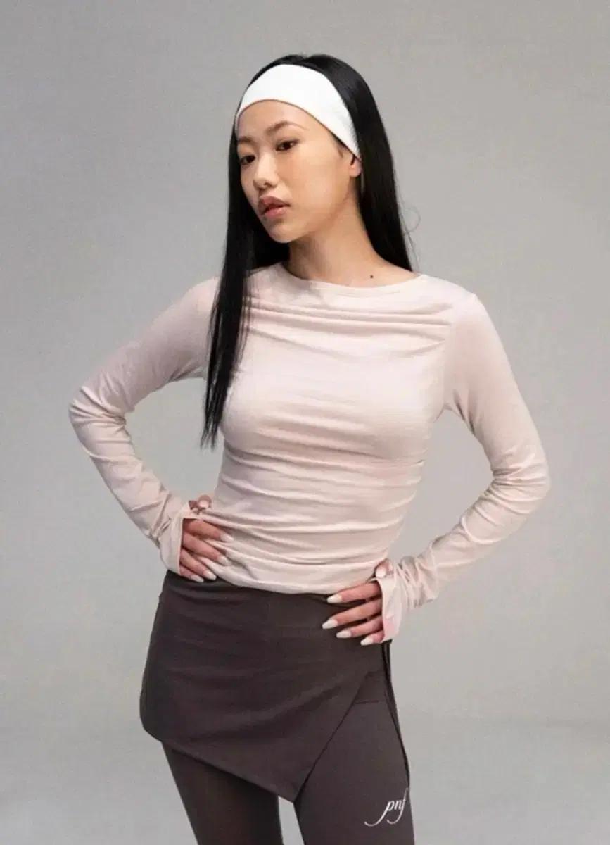 (새상품)플리즈노팔로우  리사 드레이프 탑 네이비