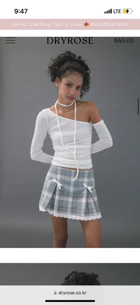 드라이로즈 체크리본스커트 Dryrose check ribbon sk블루