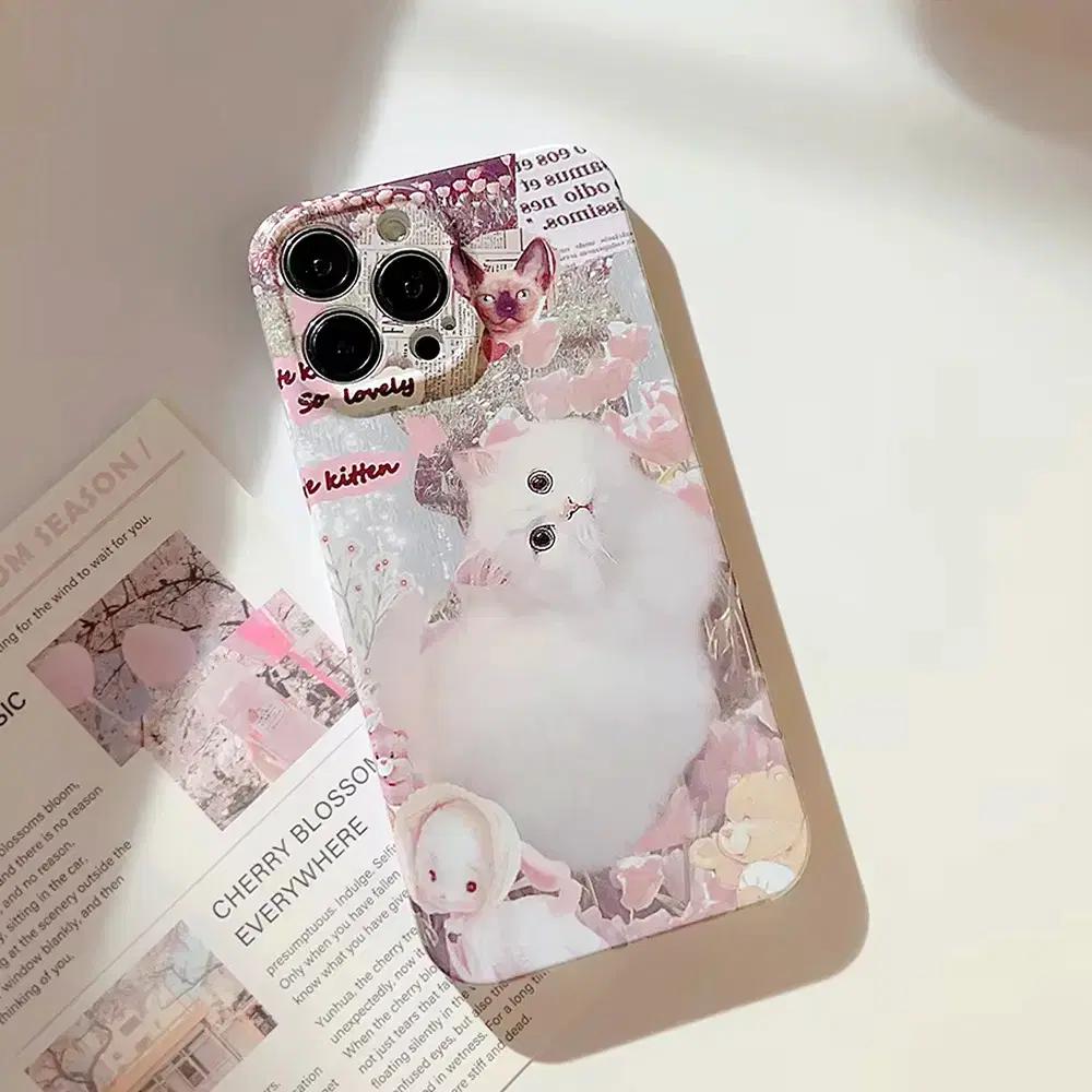 빈티지 고양이 하드 풀커버 케이스 갤럭시 S24 S23 S22 울트라