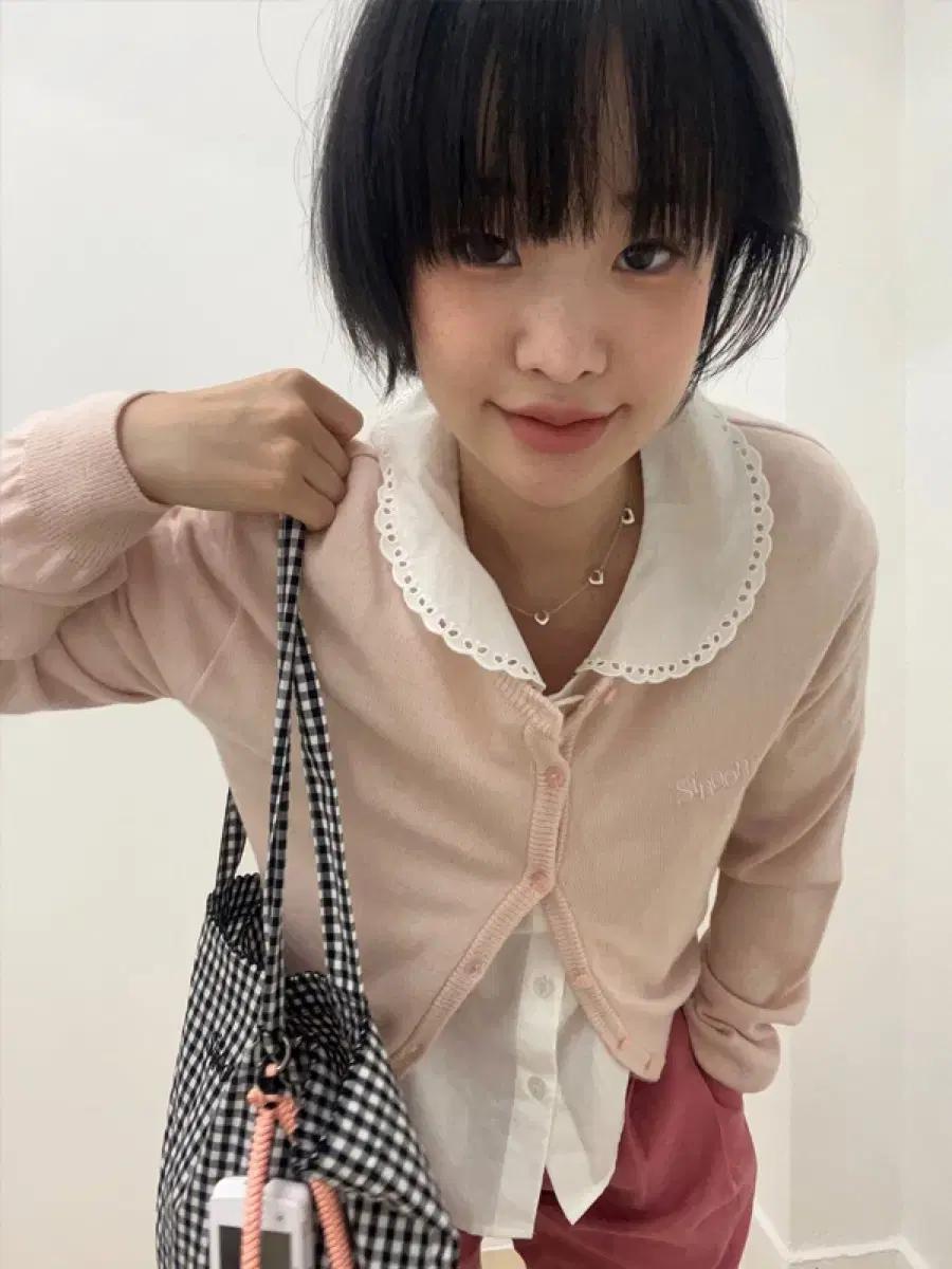 새상품)시눈 sinoon logo cardigan (light pink)