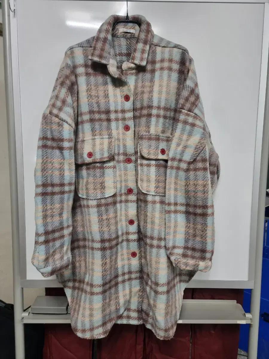 여성 체크 빅사이즈 폴리에스터 자켓 오버핏 코트