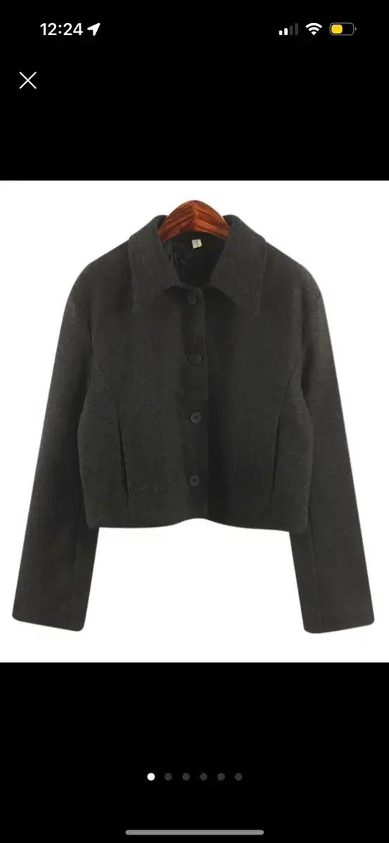 울혼방 챠콜 크롭코트