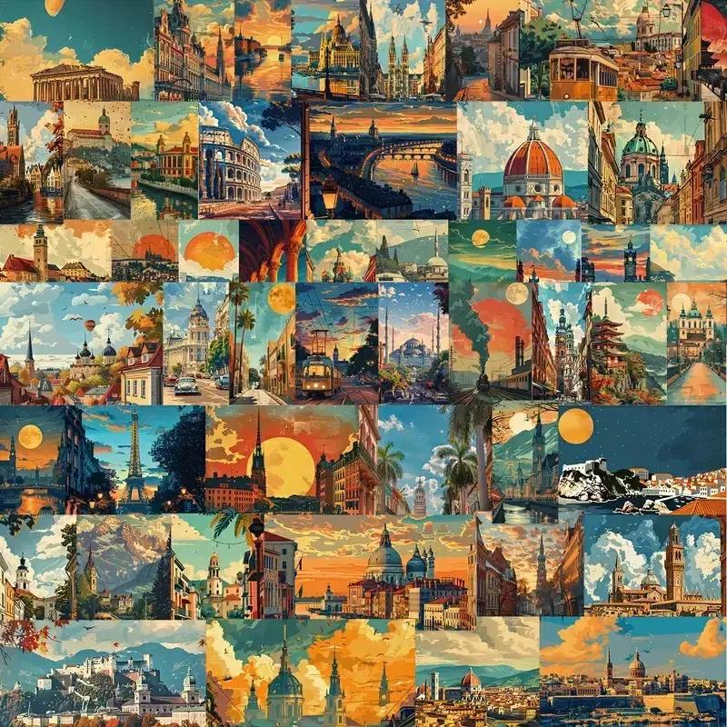 장식용 인테리어 유럽풍경 스티커 50종  드립니다