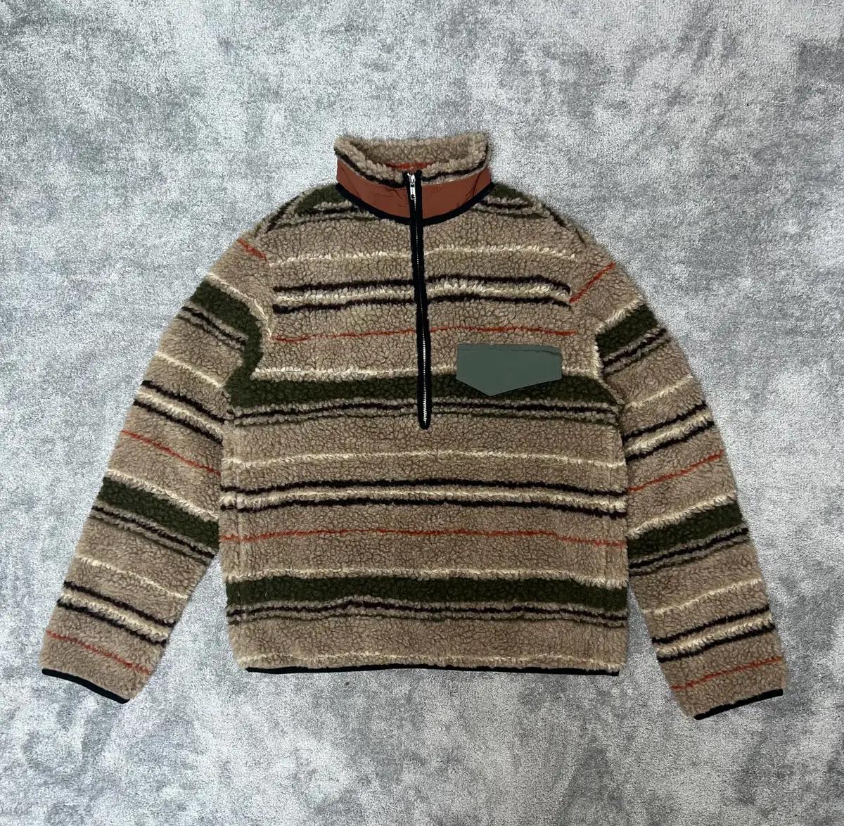 란라 RANRA 스트라이프 플리스 아노락