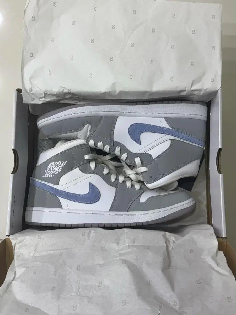 (새상품) 나이키 조던 1 미드 울프 그레이 280