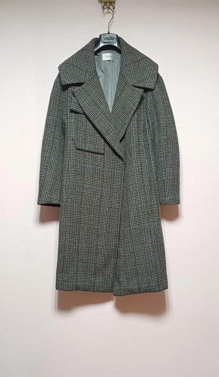 한섬 SJSJ 체크,오버핏 롱코트 55