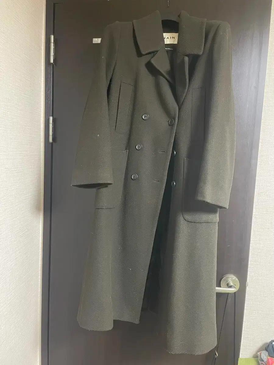 나인 여성 카키색 오버핏 롱코트 55