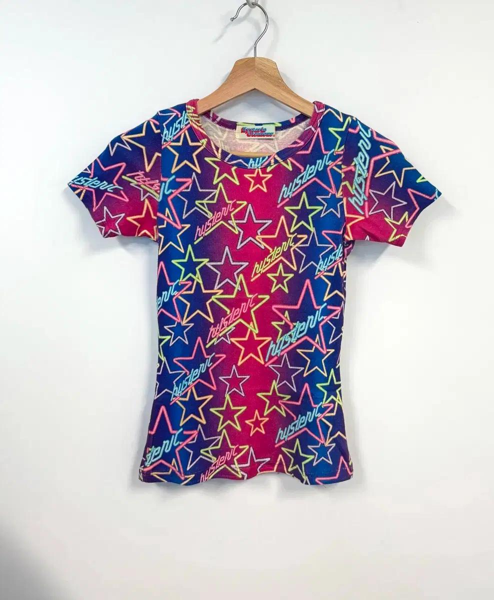 HYSTERIC GLAMOUR 히스테릭 글래머 네온 스타 반팔티셔츠