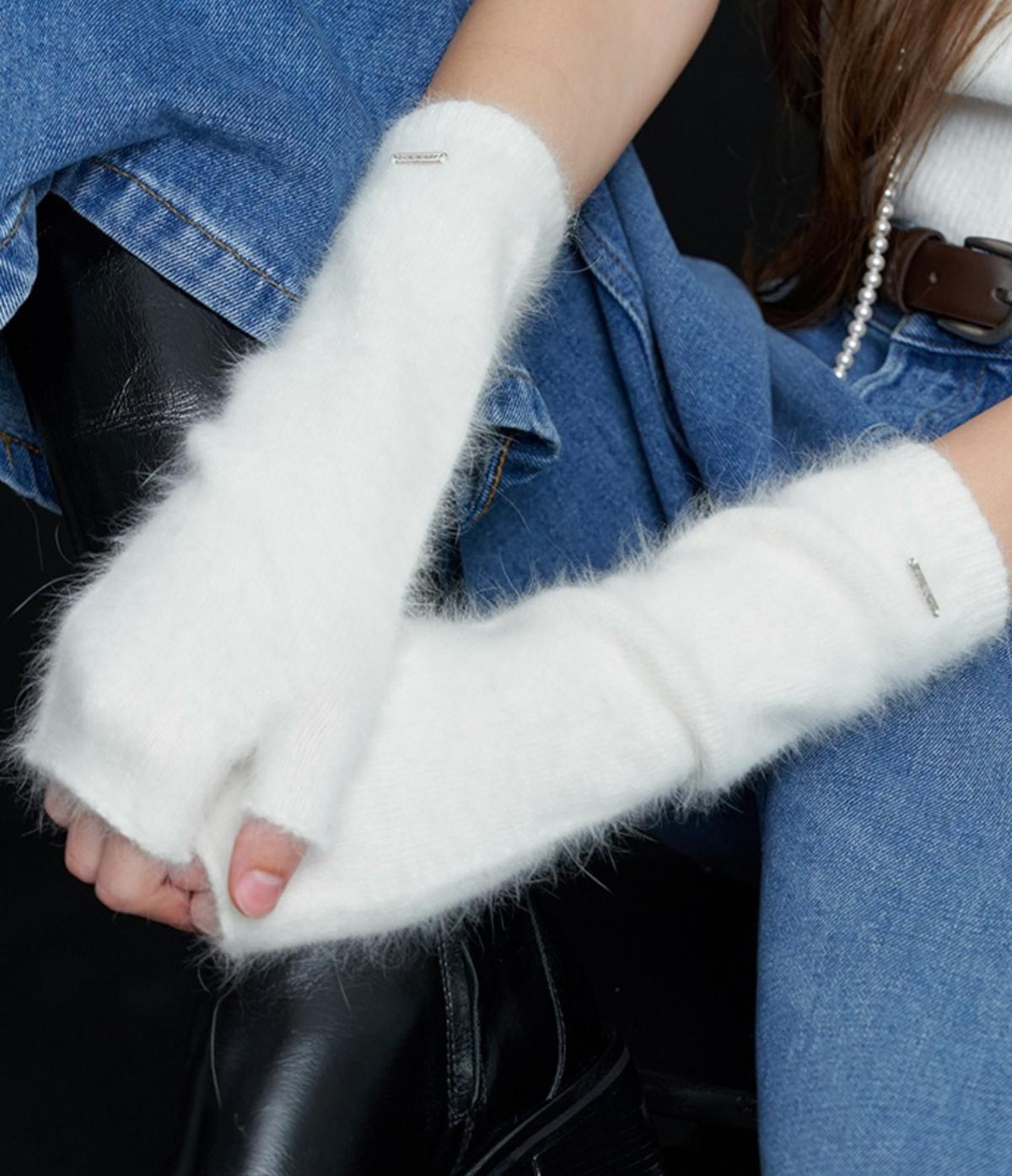 [새상품]러브미몬스터_베이직 앙고라 암 워머_화이트 *29cm구매