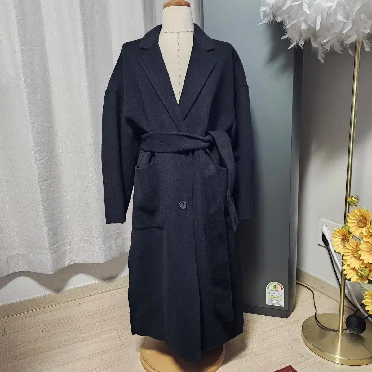 캐리스노트 울 캐시미어 루즈핏 벨티드 롱 코트