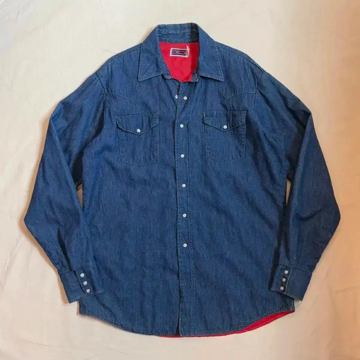 (L / 105-107)  80s USA BIG MAC 웨스턴 데님셔츠