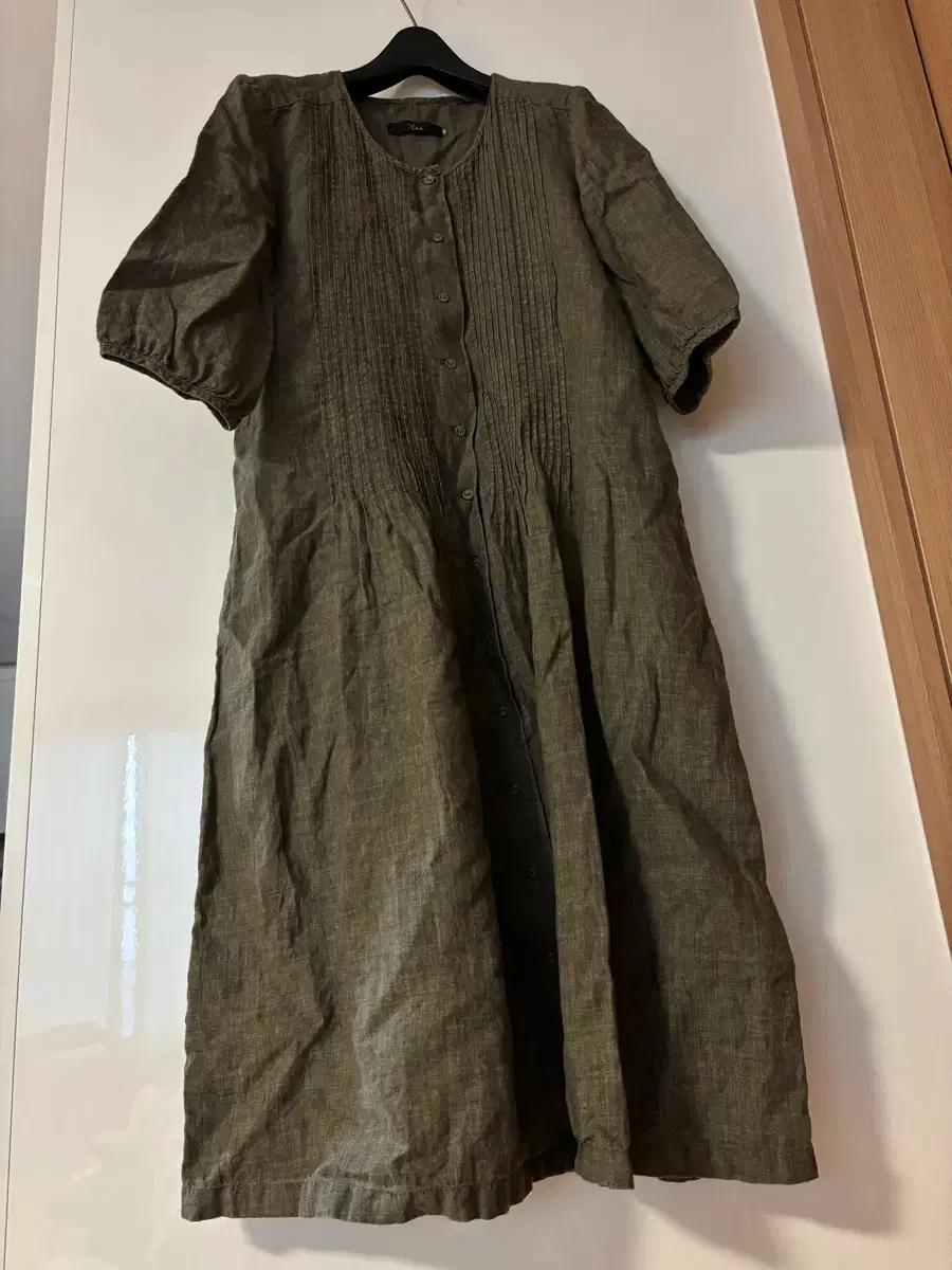 isae 이새 린넨 100 벌룬소매 반팔 원피스 하객룩 출근룩 올드머니룩