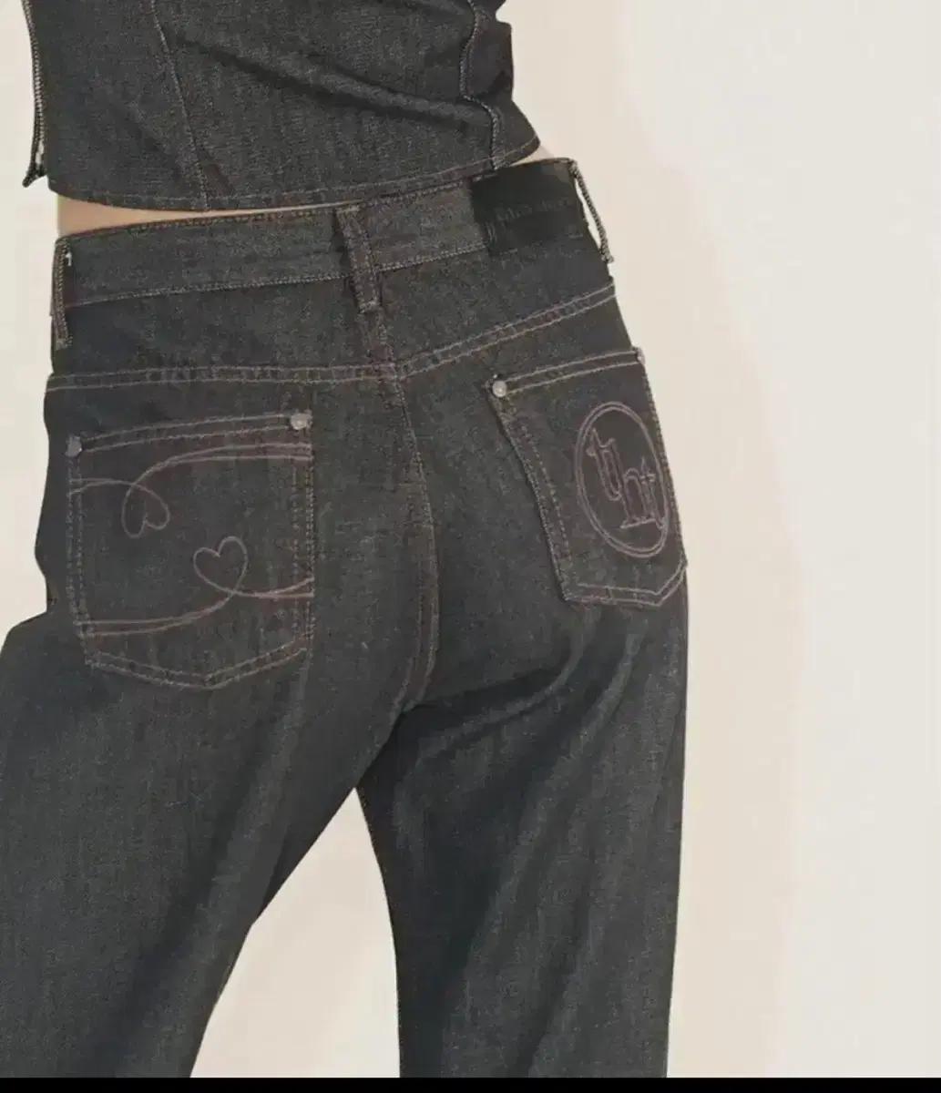 (s) 쓰리타임즈 핑크 스티치 로우 데님 팬츠 바지