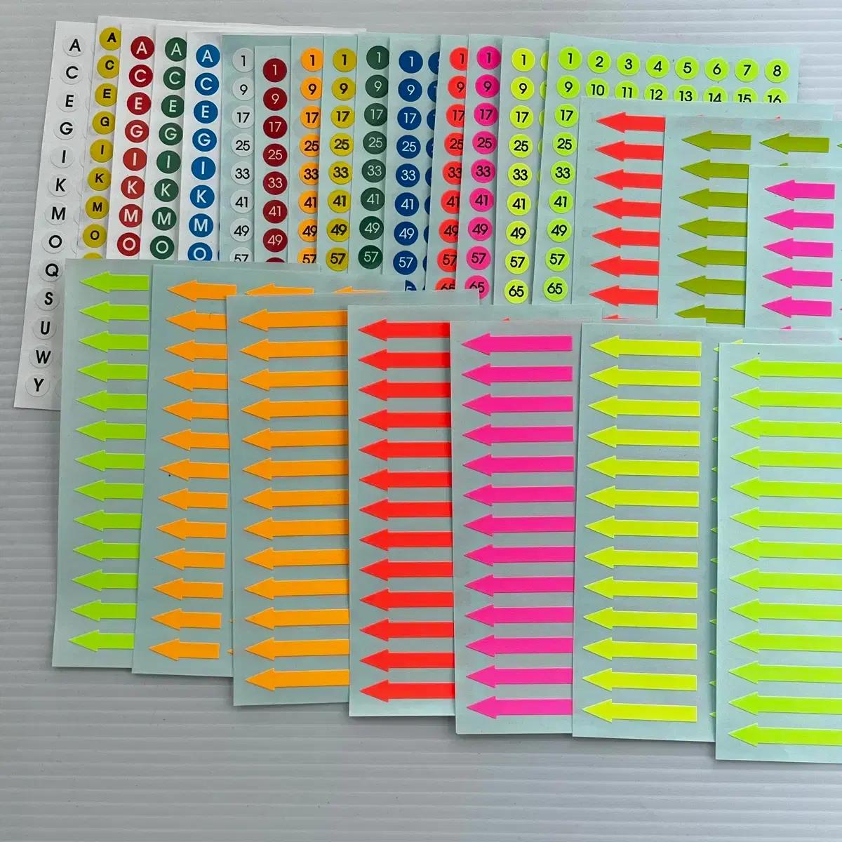 스티커 25장 다이어리 라벨 형광 다꾸 숫자 이니셜 알파벳 스티커팩 도형