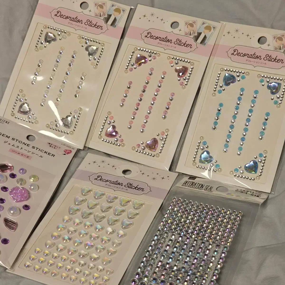 6종 일괄 일본 탑꾸 폴꾸 폰꾸 다꾸 데코 스티커 탑로더 보석 잼스톤