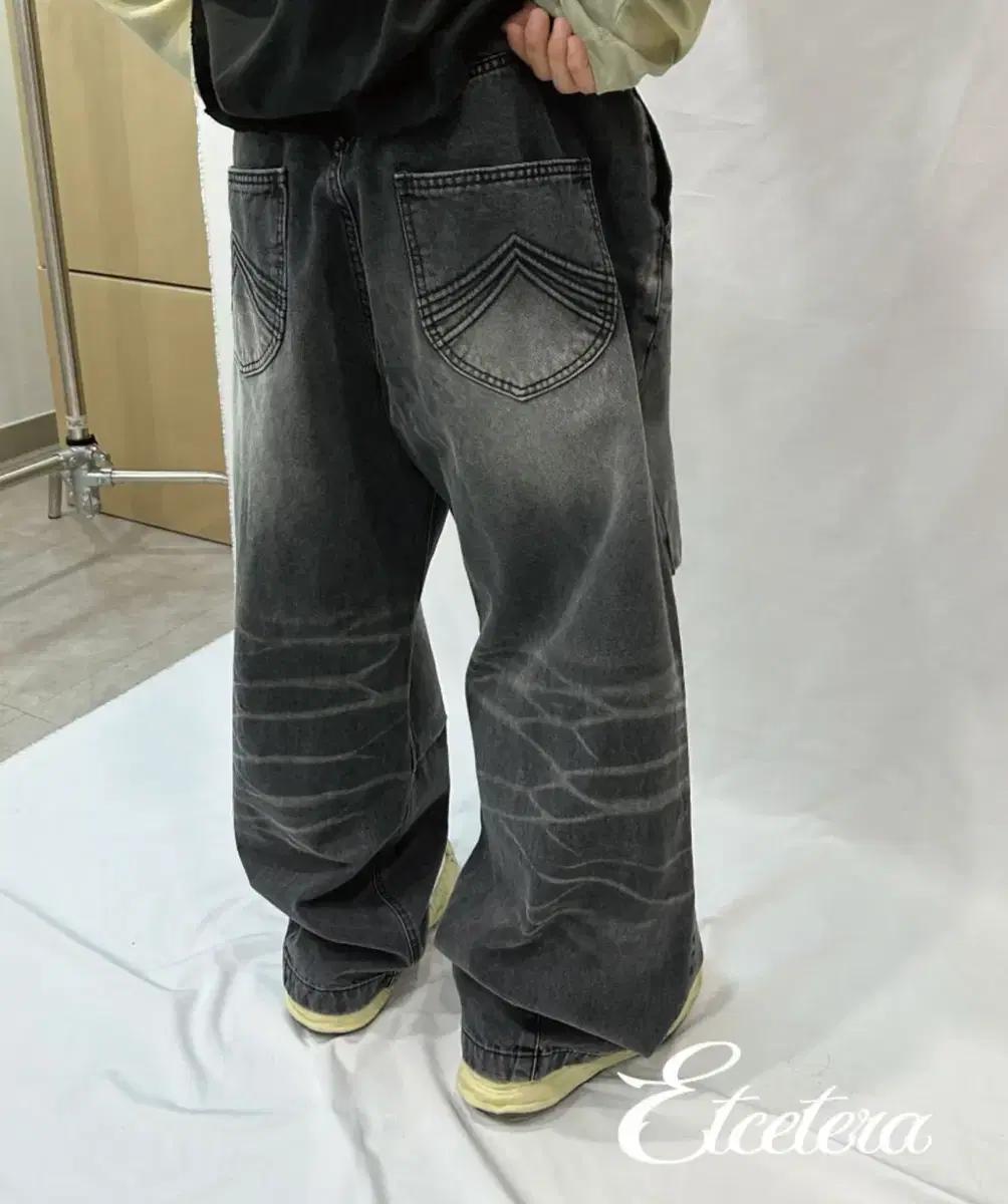 ETCE 워시드배기진 WASHED BAGGY JEAN GREY L