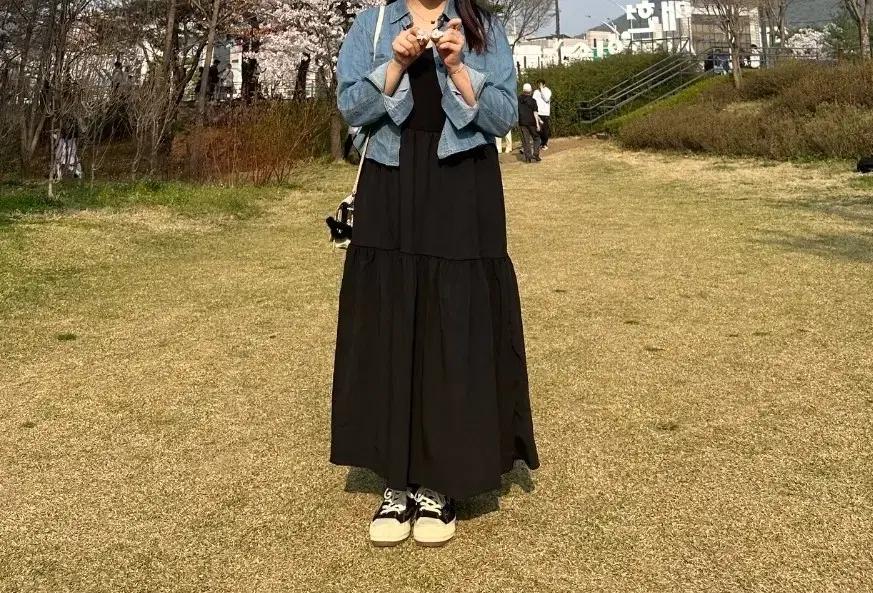 봄가을 레이어드 이너 루즈핏 검정 롱 캉캉원피스