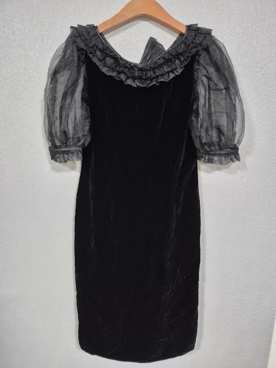 jewelry 쉬폰 퍼프소매 벨벳원피스 55