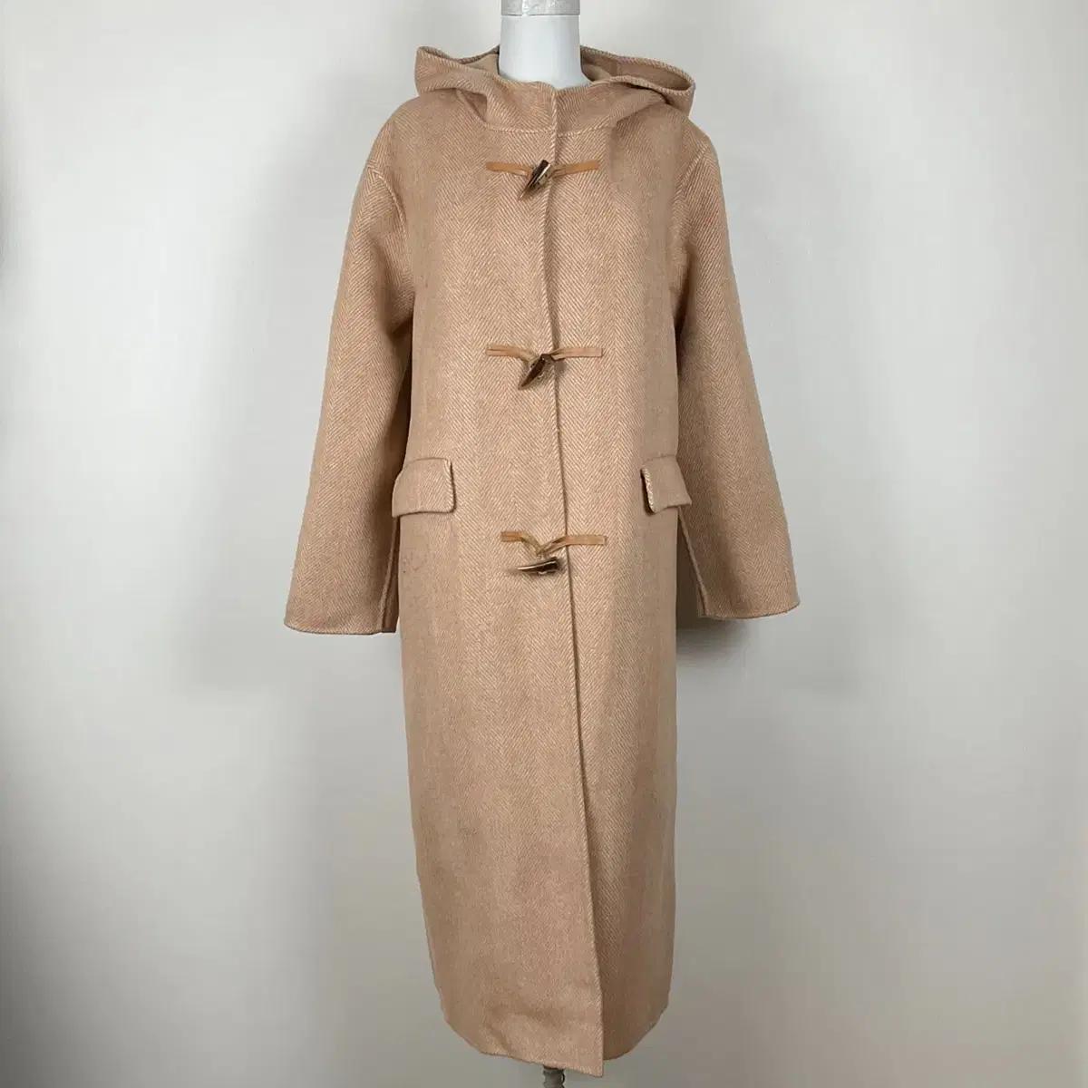 아떼/후드 울 모직 롱 코트 겨울 자켓 여S 55/라덴