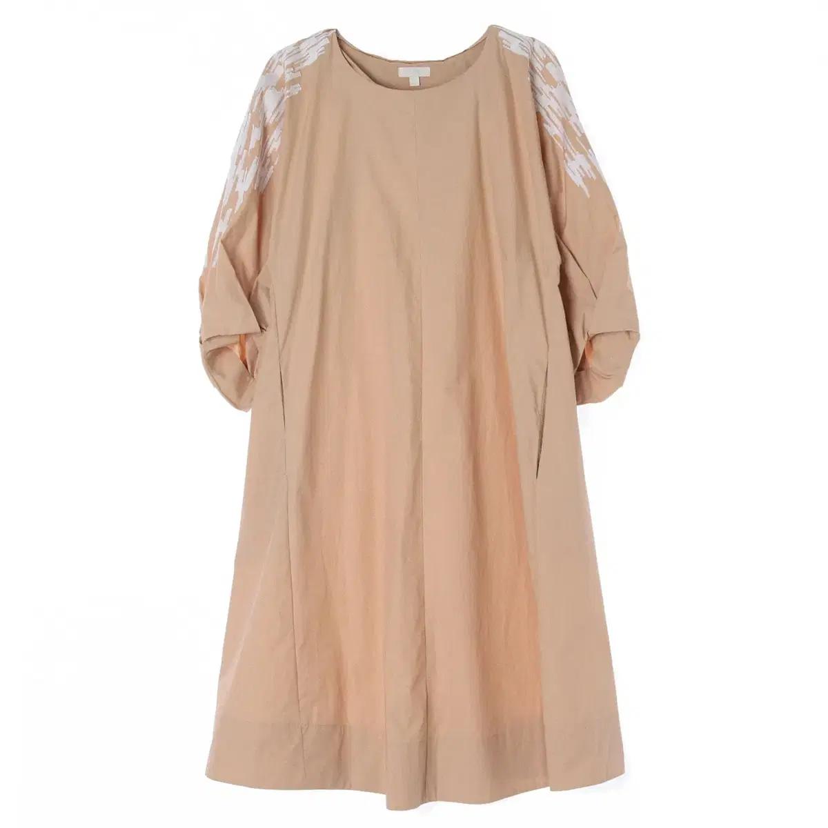 [XL]코스 베이지 퍼프 슬리브 오버핏 A라인 롱 원피스 임부복 가능