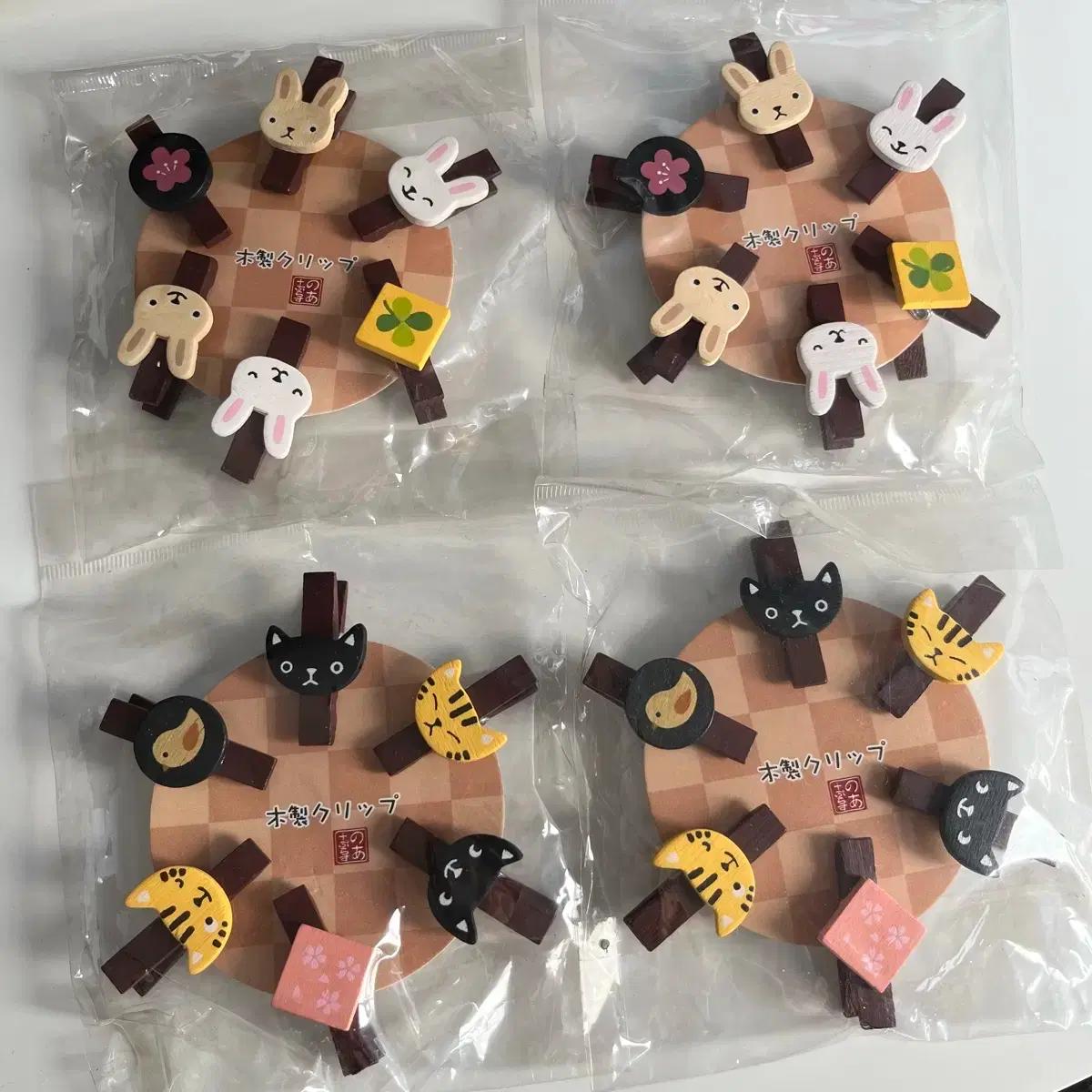 일본 빈티지 고양이 나무 집게 소품 잡화