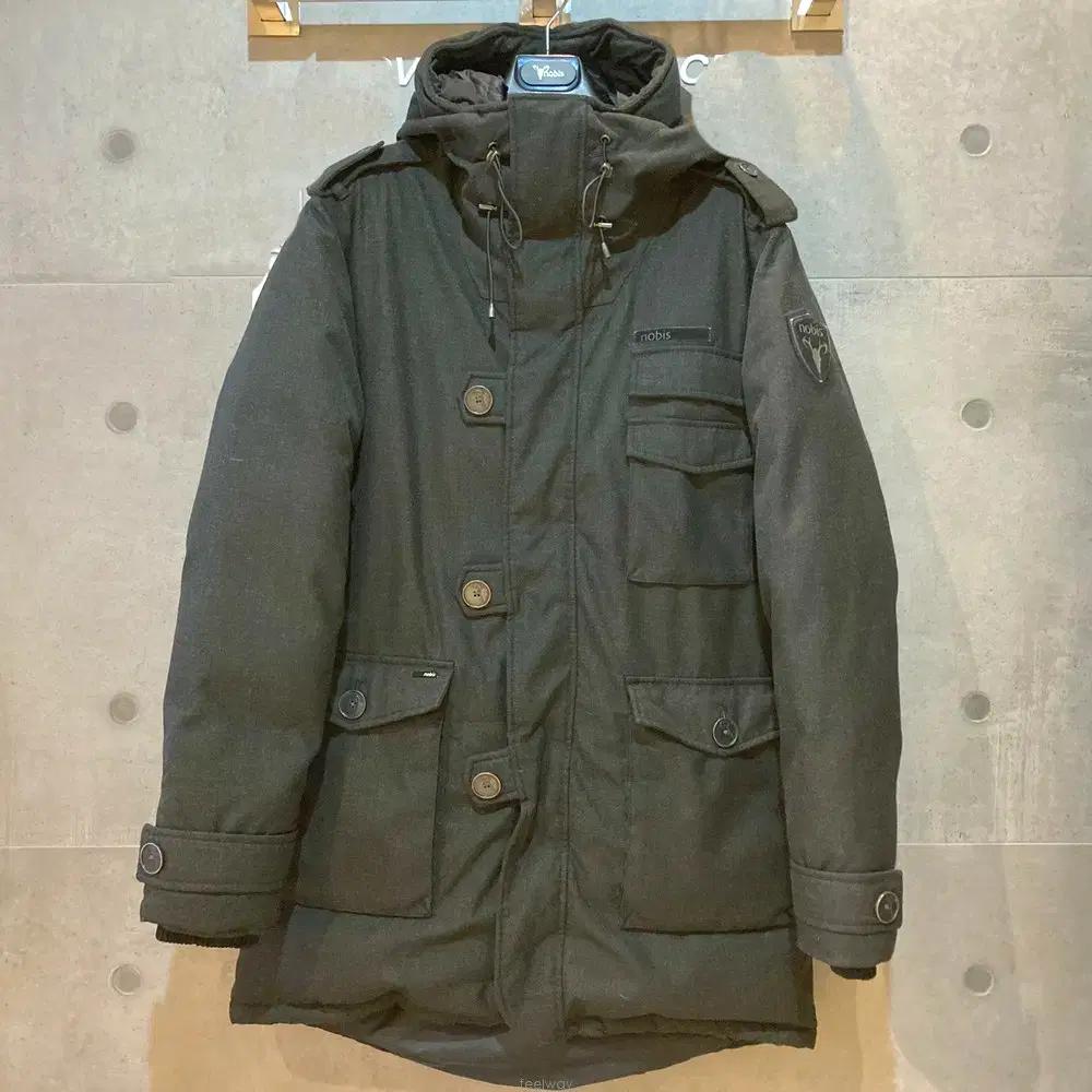 노비스 남성용 롱 후드 패딩자켓 블랙-D030702