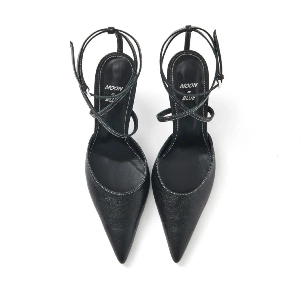 문이퀄블루 리얼 레더 엑스 스트랩 샌들 블랙 250 새상품 정가 28만