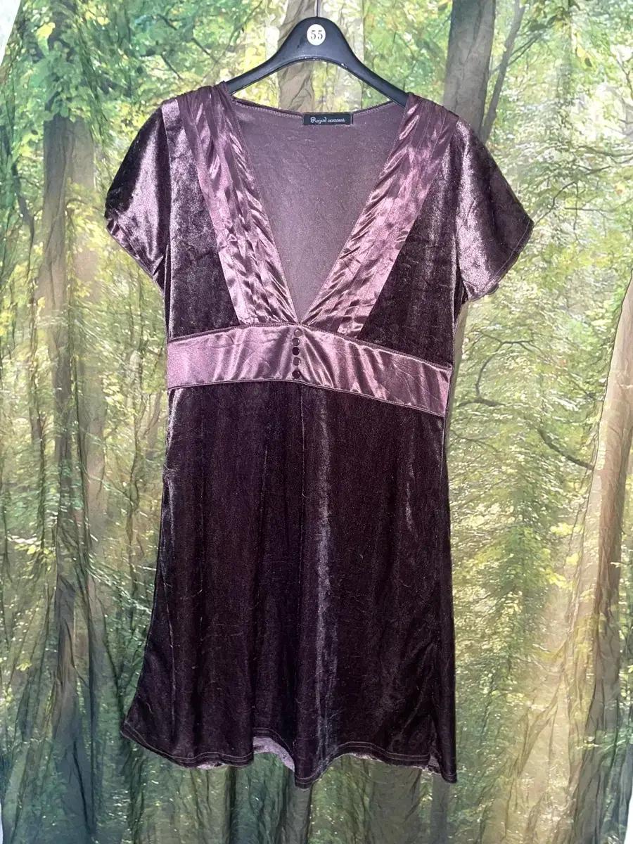 [수입빈티지] 대장 퍼플 벨벳미니원피스 레이어드원피스 모리 갸루 백예린