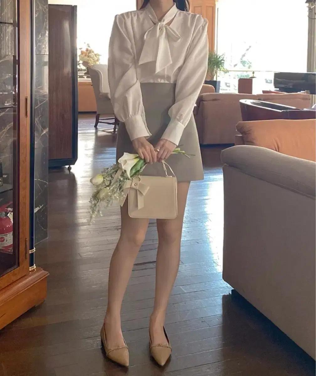 데일리 하객룩 베이직 미니 스커트(카키)