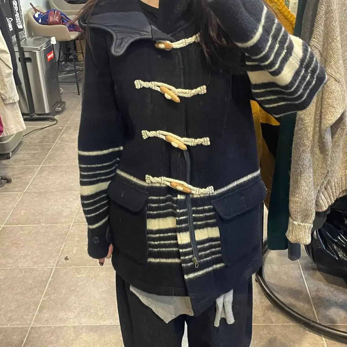 (NO.9) HOUSTONJAPAN 빈티지 스트라이프 떡볶이코트 네이비