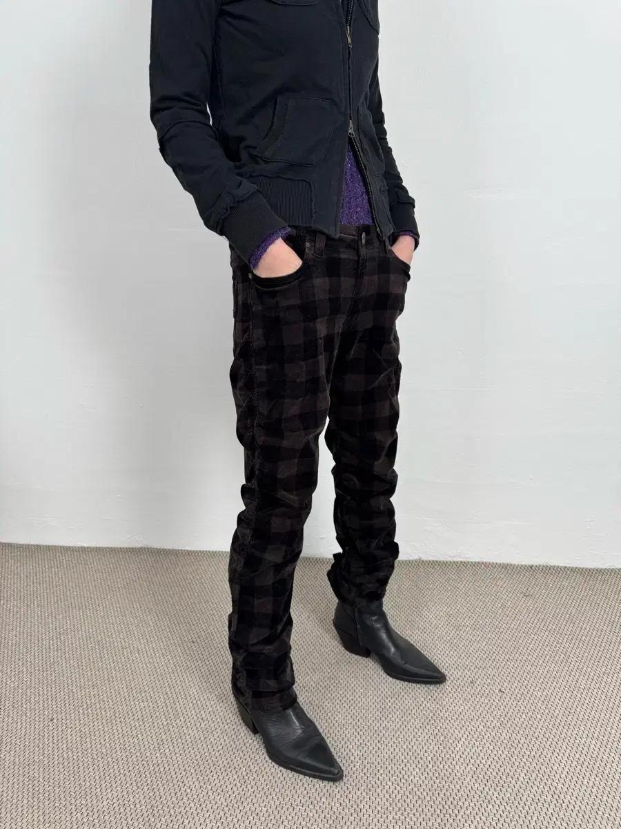 Mer Lassette 코듀로이 체크 팬츠