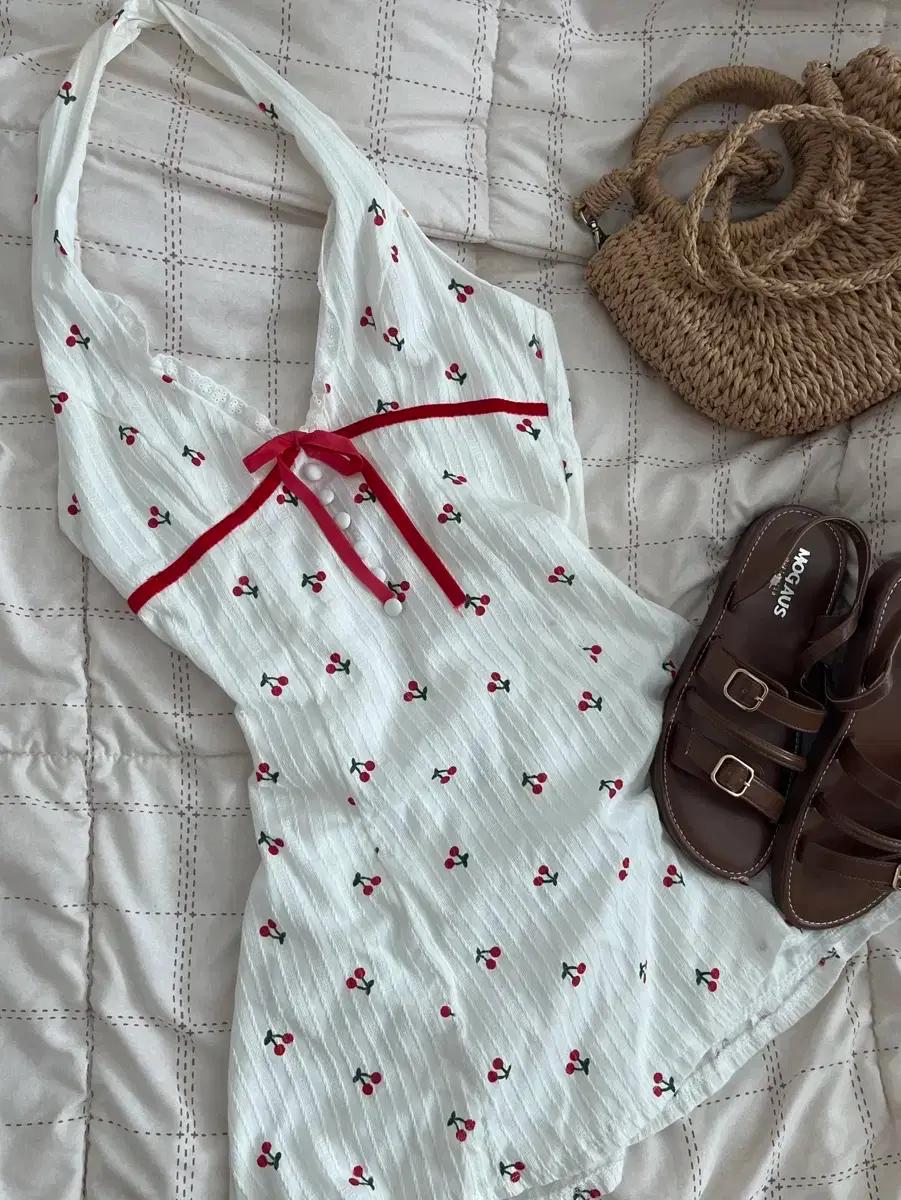 체리 골지 빈티지 여름 원피스